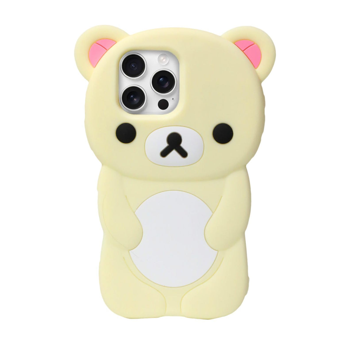 IAIYOXI Soft Silicone Bear Case for iPhone 16 Pro Max, Cute 3D Cartoon Teddy Bear Designed, Protective Lovely Fun Adorable Fashion Phone Case, Kawaii Cover for Women Girls Kids, Yellow