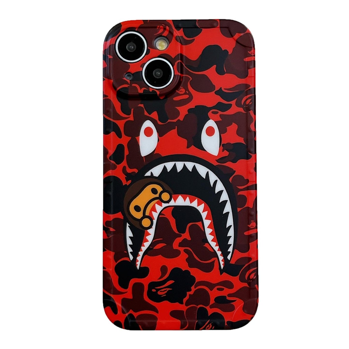 Hoolcase for iPhone 14 6.1 inch Soft Case for Red Shark Face/Shark Teeth Fans Kids Boys, Cartoon Cute Fun Shockproof TPU Protective Non-Slip 6.1 Inch Case for iPhone 14 (H-YU)
