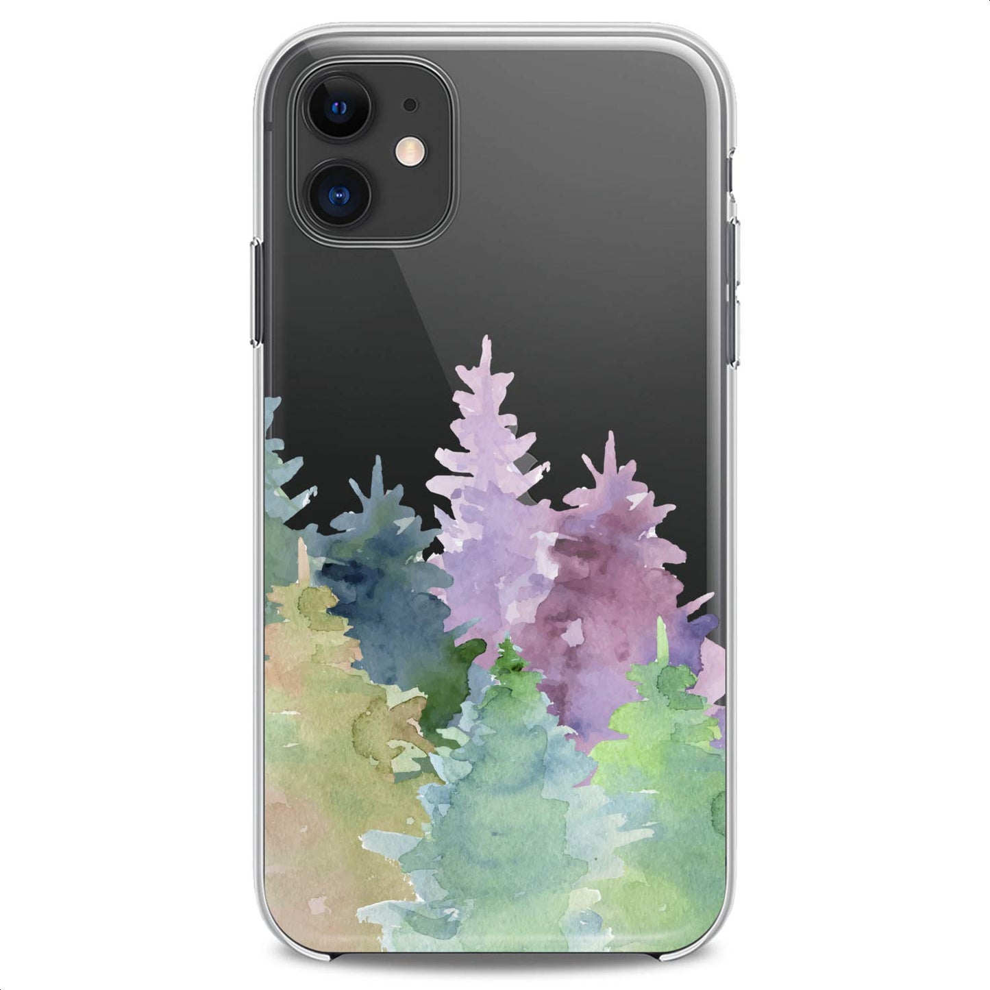 TPU Case Compatible with iPhone 16e 15 14 13 12 11 Pro Max Plus Mini Xs Xr X 8 7 6 5 SE Red Forest White Plants Teen Slim Nature Cute Girls Print Trees Design Clear Flexible Silicone Colorful