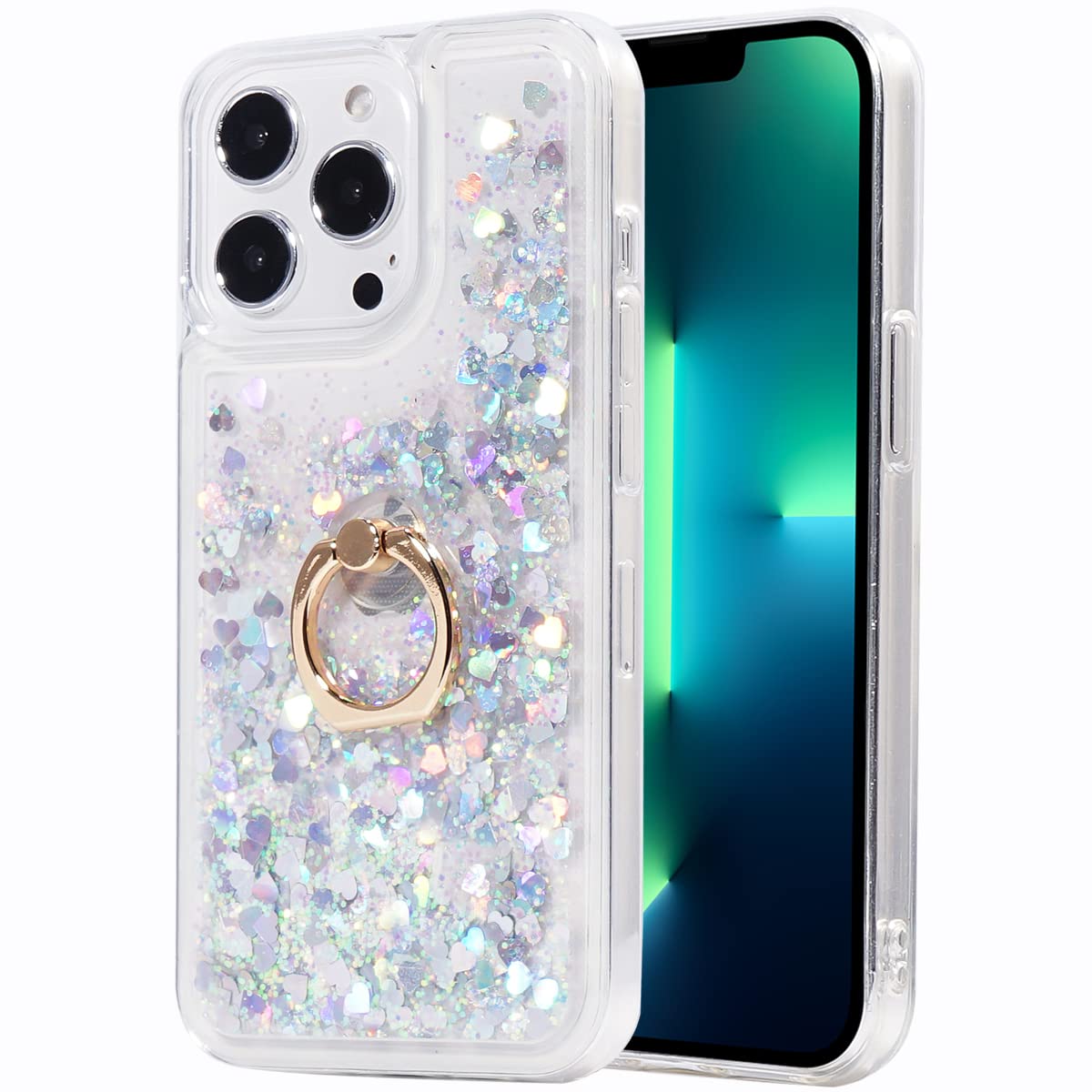 Glitter Christmas Case Compatible with iPhone 13 Pro Glitter Case Christmas Tree Clear Soft TPU Rubber Bumper Girly Women Cute Liquid Holiday Case for iPhone 13 Pro (Christmas Tree)