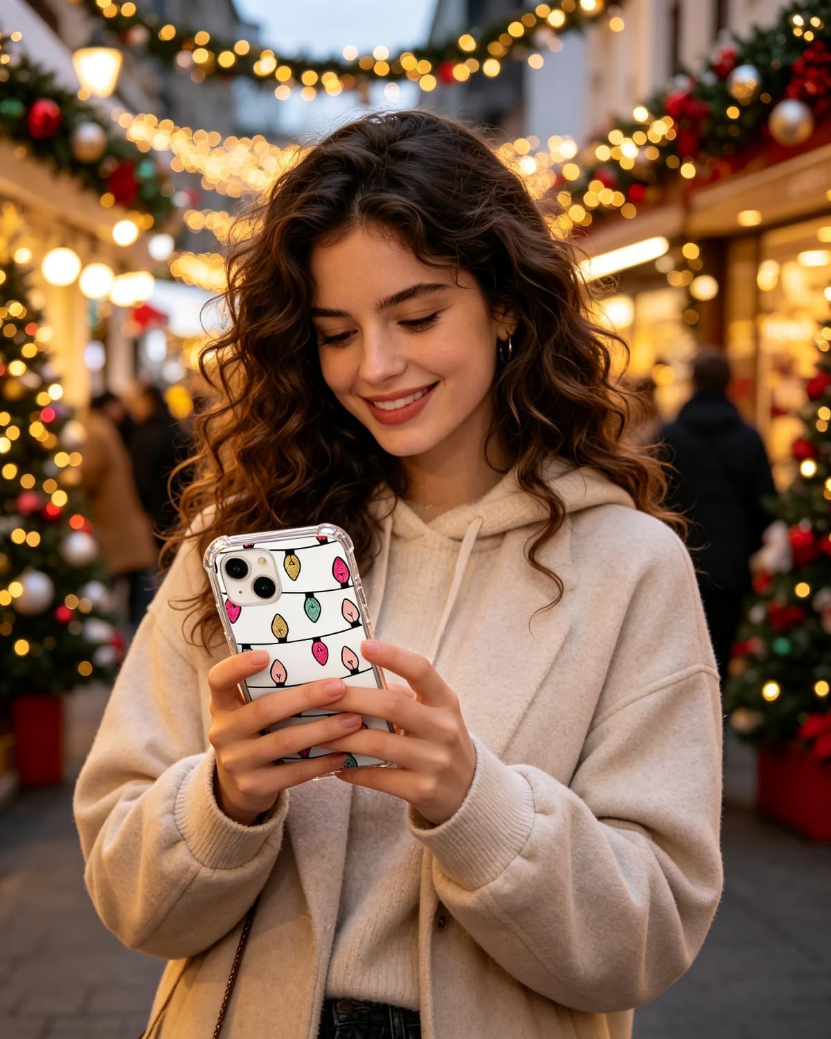 Christmas Lights Case Compatible with iPhone 13, Christmas Holiday Case for iPhone 13, Cool Cute TPU Bumper Phone Case Cover