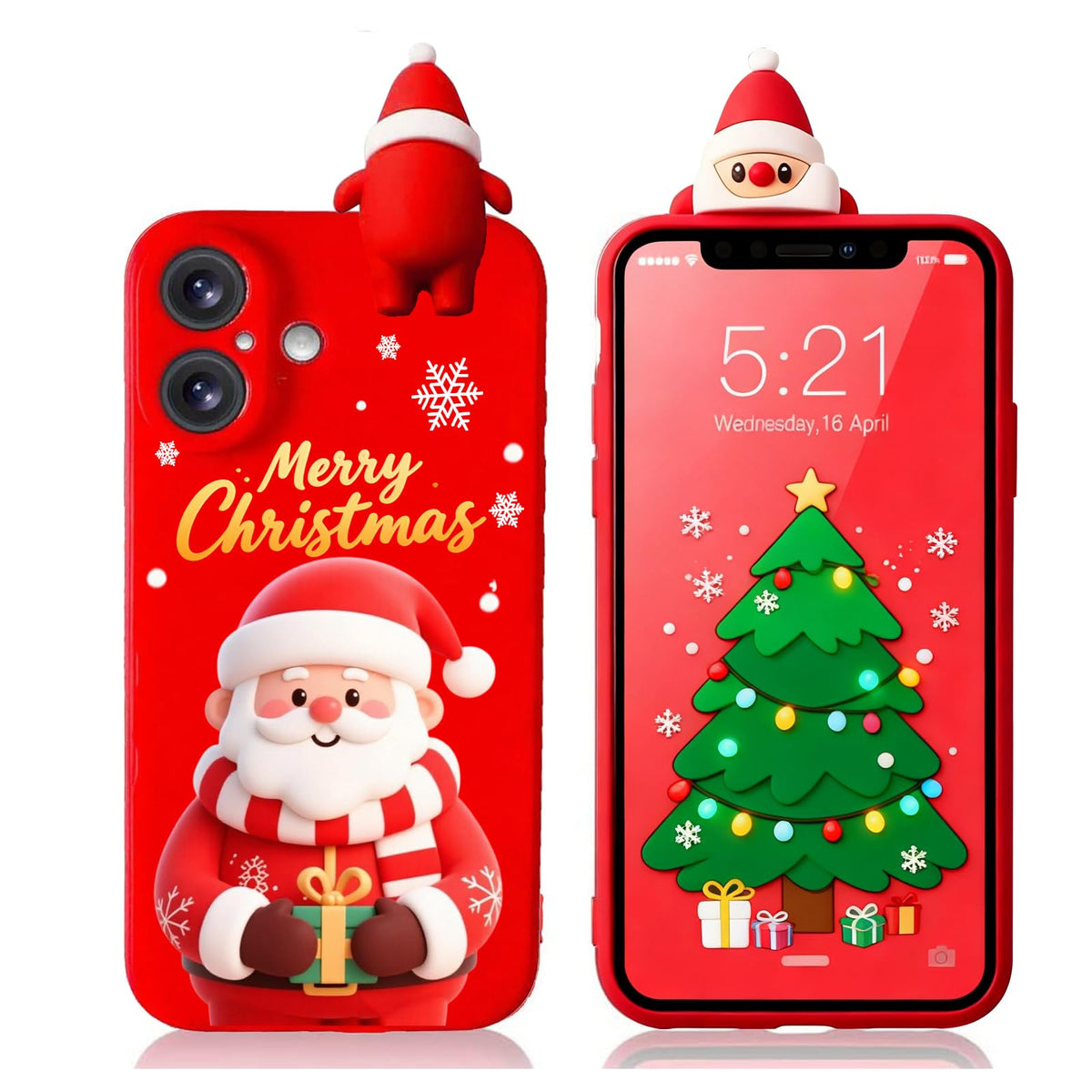 for iPhone 12 Christmas Case, Phone Case Silicone Red 3D Doll Toy Xmas with Design for Girls Women Present Slim Shockproof Soft Cute Cover Skin for iPhone 12 6.1". Deer