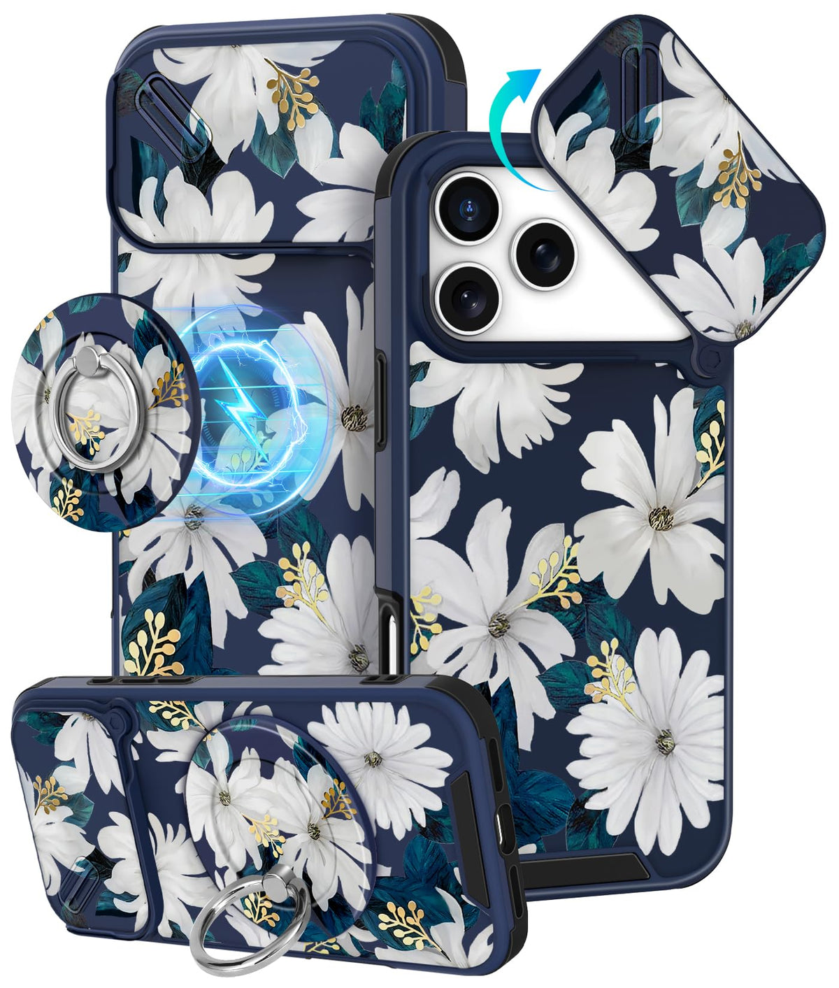 Buleens for iPhone 17 Pro Max Case 6.9 Inch - with Ring Stand & Camera Cover Aesthetic Cute Designed for Women Girls Girly Cartoon Kawaii Dogs Phone Case for iPhone 17 Pro Max Compatible with Magsafe