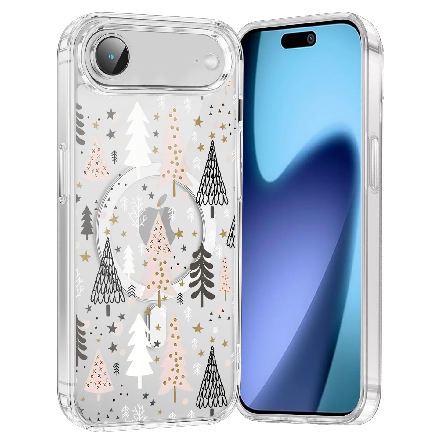 Merry Christmas Snowflake Phone Case for iPhone 13 / iPhone 14 Xmas Clear Magnetic Case 6.1", Compatible with Magsafe, Cute Winter Pattern Design Cover Shockproof Soft TPU Funda for Girl Women