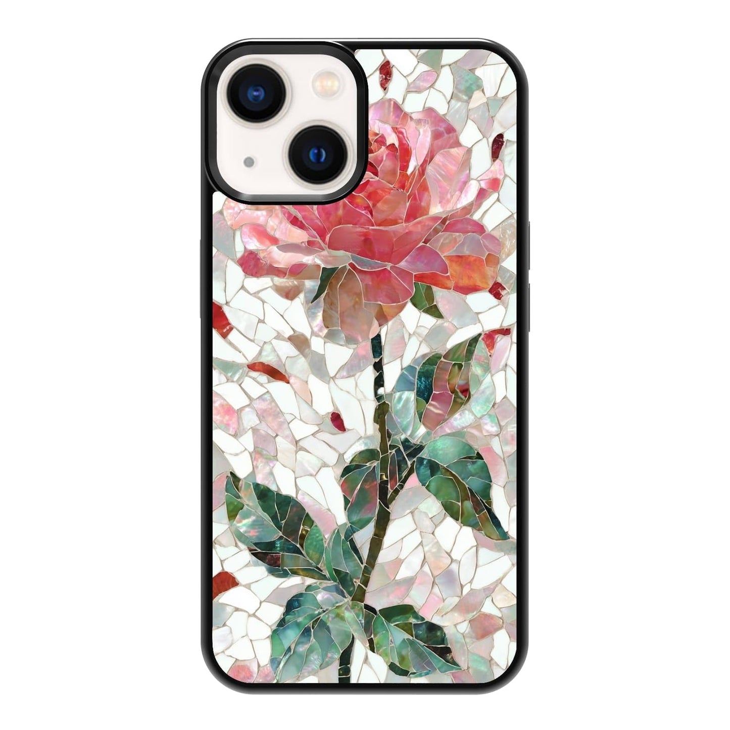 Dark Botanical Wildflower Forest Green Leaf White Blossom Nature Art Phone Case, Shockproof Protective Cover for iPhone 11 12 13 14 15 16 17 Pro Max Plus Mini XR 7 8 SE