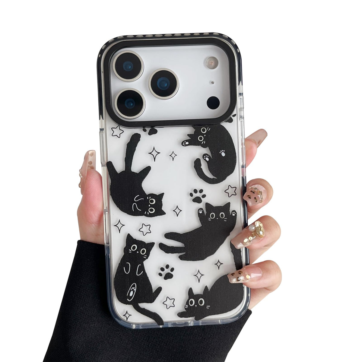 Compatible with iPhone 17 Case,Clear Cute Black Cat Pattern with Shockproof Slim Soft TPU Protective Phone Case for Women Designed for iPhone 17 6.3"