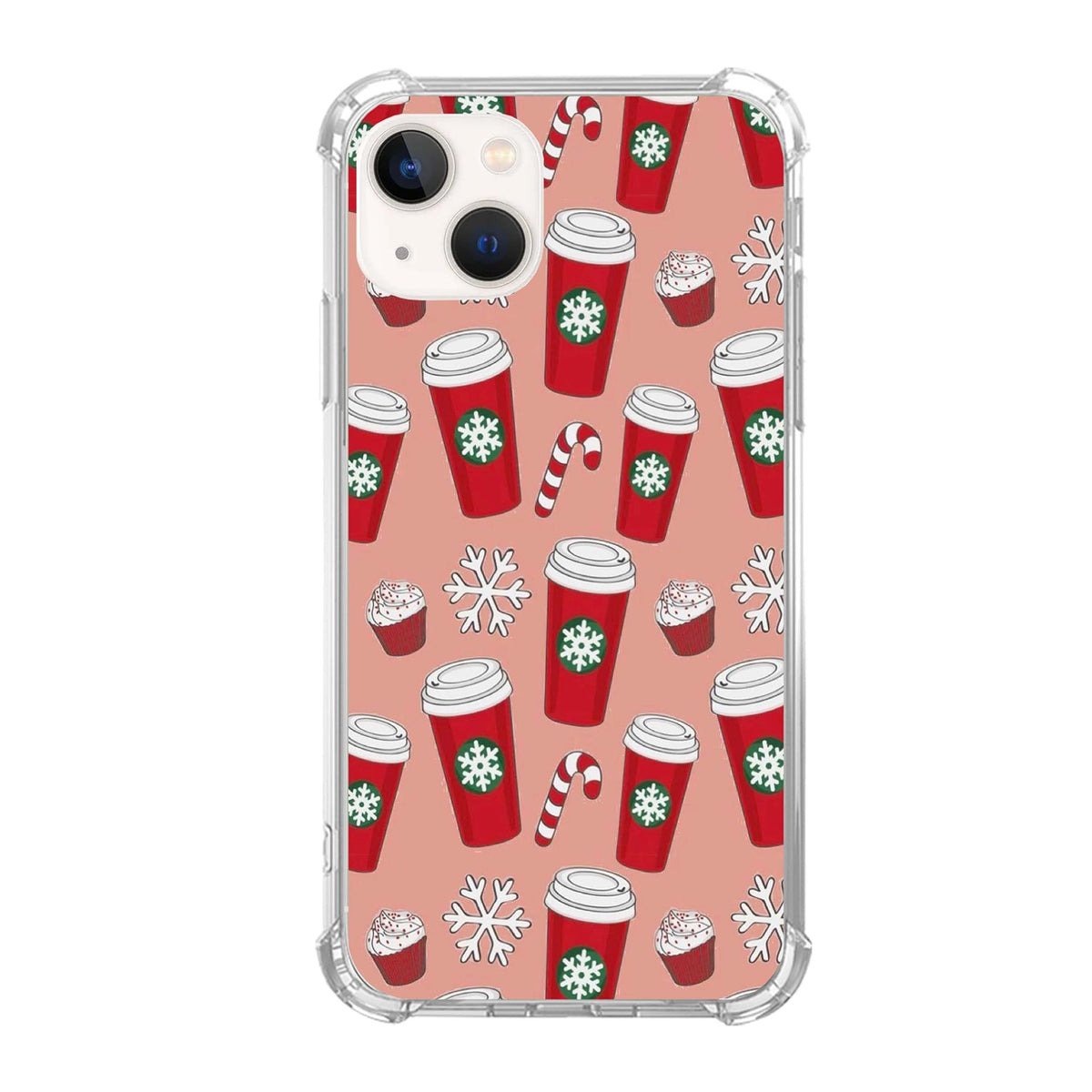 Winter Christmas Holidays Phone Case for iPhone 13, Cute Snowflake Coffee Candy Pattern Case for Teens Girls Boys, Trendy Design TPU Bumper Case for iPhone 13