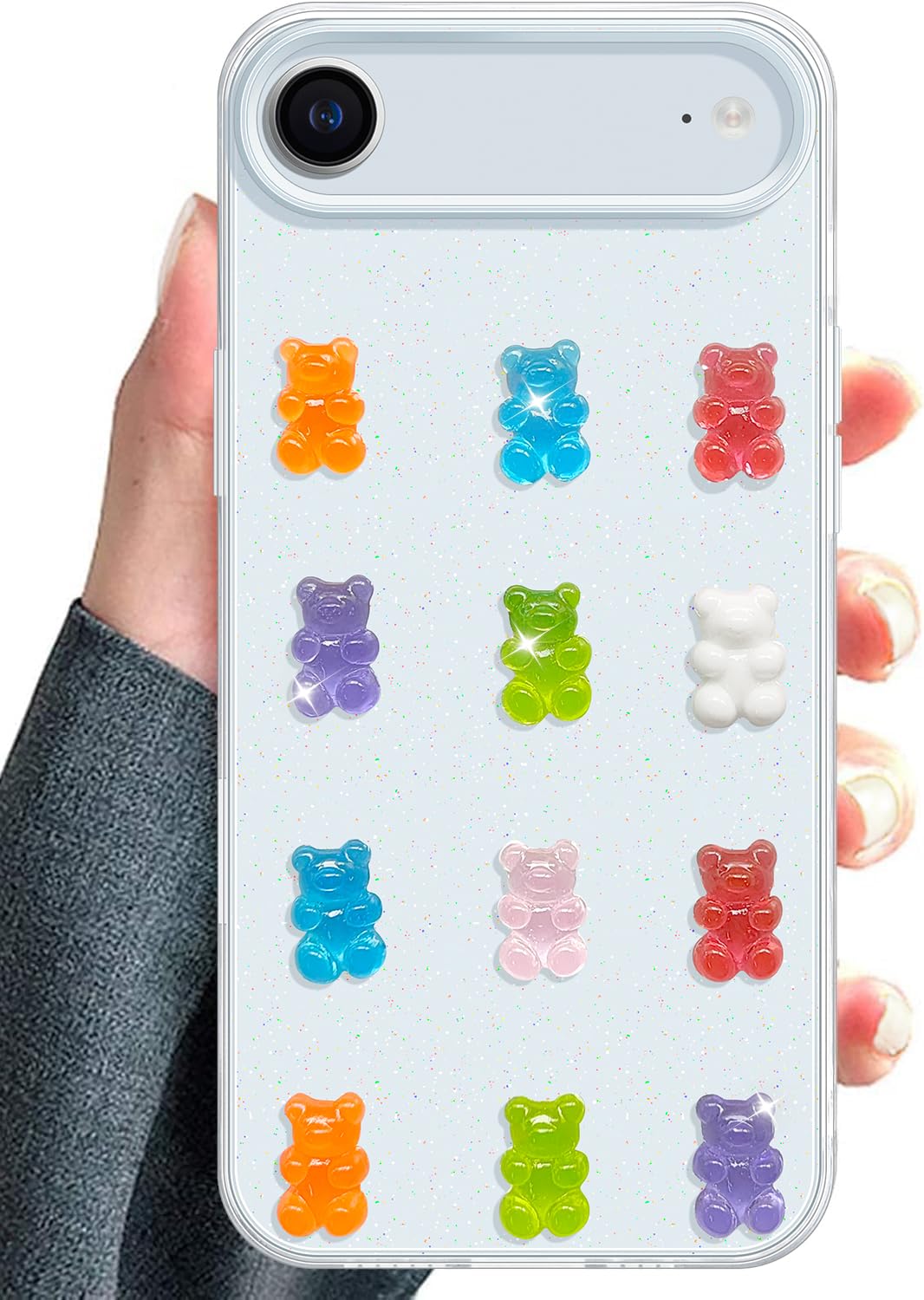 UnnFiko Cute Clear Phone Case for iPhone 15, Super Kawaii Cartoon Bears, Funny Creative Soft Protective Phone Cases Cover for iPhone 15(Bears)