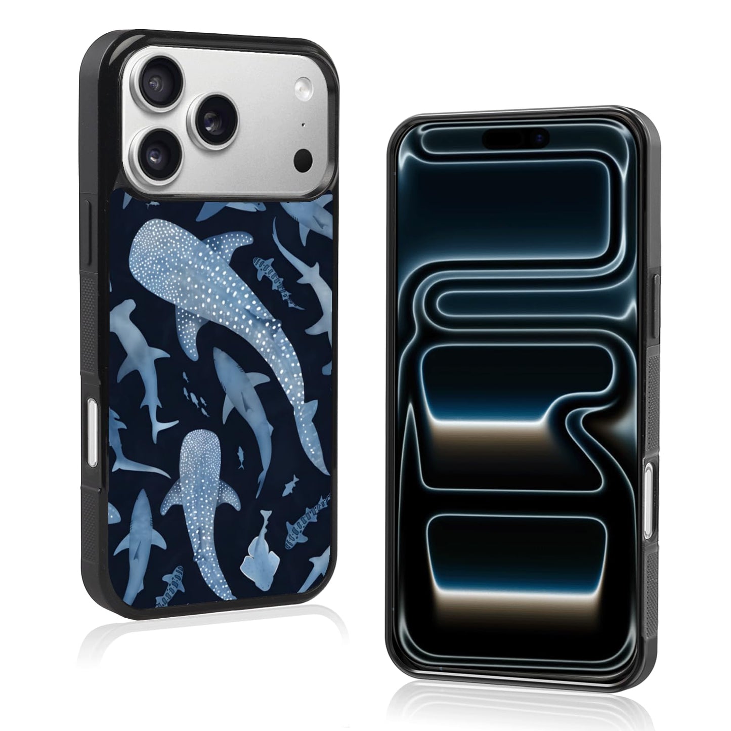 Cute Blue Shark Aesthetic Phone Case for iPhone 14 & 13 Case for Women Teen Girls Kids Girls -6.1Inch