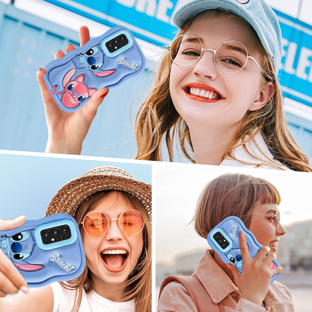 Cute Cartoon Phone Case 3D Character Design Cases for Smasung A53 - for Boys Girls Women Teens Kawaii Unique Fun Cool Funny Silicone Soft Shockproof Cover, Blue