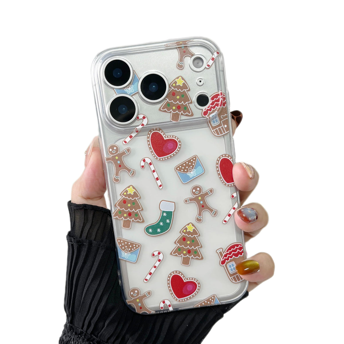 ZTOFERA Christmas Phone Case for iPhone 12 6.1 inch,Clear Cute Merry Christmas Pattern Phone Case Gifts Transparent Hard PC +TPU Bumper Shockproof Protective Cover-Gingerbread Man