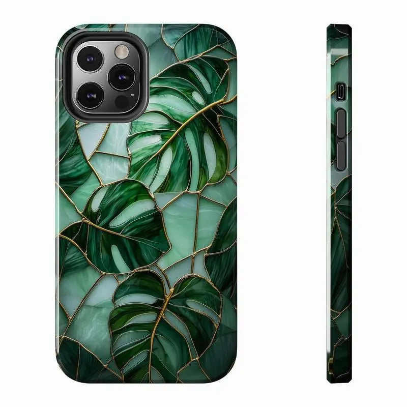 Colorful Monstera Leaf Smartphone Casing - Protective Handheld Cellphone Case with Green Plant Pattern, Compatible with iPhone 17 Pro Max,16 Pro,15 Plus,14,13,12,11 & Samsung S25 Ultra,S24 Plus,S23 FE,S22,S21,A56,A36,A26,A16 Devices, MFL10 Accessories, Co