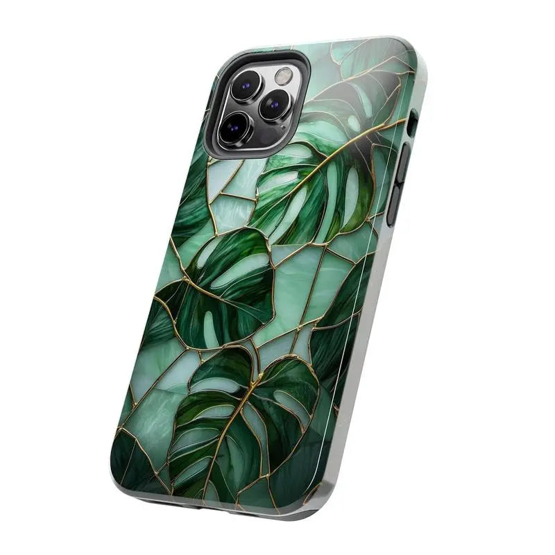 Colorful Monstera Leaf Smartphone Casing - Protective Handheld Cellphone Case with Green Plant Pattern, Compatible with iPhone 17 Pro Max,16 Pro,15 Plus,14,13,12,11 & Samsung S25 Ultra,S24 Plus,S23 FE,S22,S21,A56,A36,A26,A16 Devices, MFL10 Accessories, Co