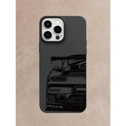 Luxury Car Design TPU Cellphone Case for iPhone 17+/16 Plus/16/15/14/13/12/11, UV Printed Large Hole Cutout Accessory, 360 Degree All-Around Shockproof Protective Handheld Cover, Ideal Holiday Gift