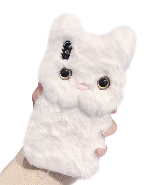 UnnFiko Super Cute Teddy Dog Fluffy Fur Case Compatible with iPhone 11, Fuzzy Furry Warm Plush Soft TPU Winter Case Protective Covers (Teddy Brown, iPhone 11)
