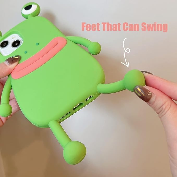 Cute Case for iPhone 16 Plus Unique Kawaii Funny Cover Cartoon Frog Soft Silicone Rubber Shockproof Protective Case for Girls Women