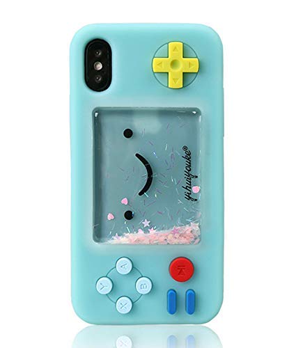 UnnFiko Squishy 3D Cartoon Game Shape Case Compatible with iPhone 14, Creative Liquid Stars Funny Play Case Soft Rubber Protective Cover (Blue, iPhone 14)