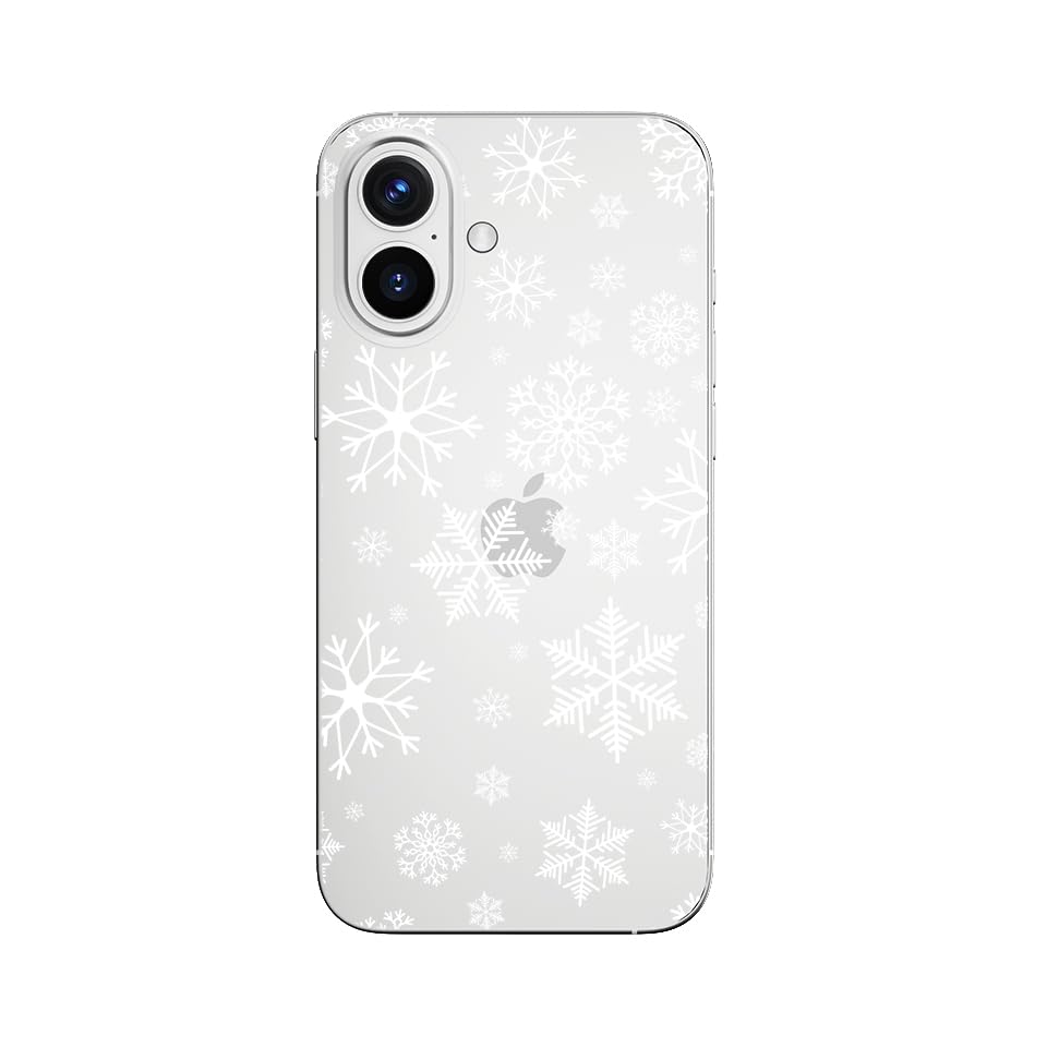 Blingy's for iPhone 16 Case, Christmas Pattern Winter Snowman Style with Falling Snowflake Design Transparent Soft TPU Protective Clear Case (6.1 inch) (Snowman)