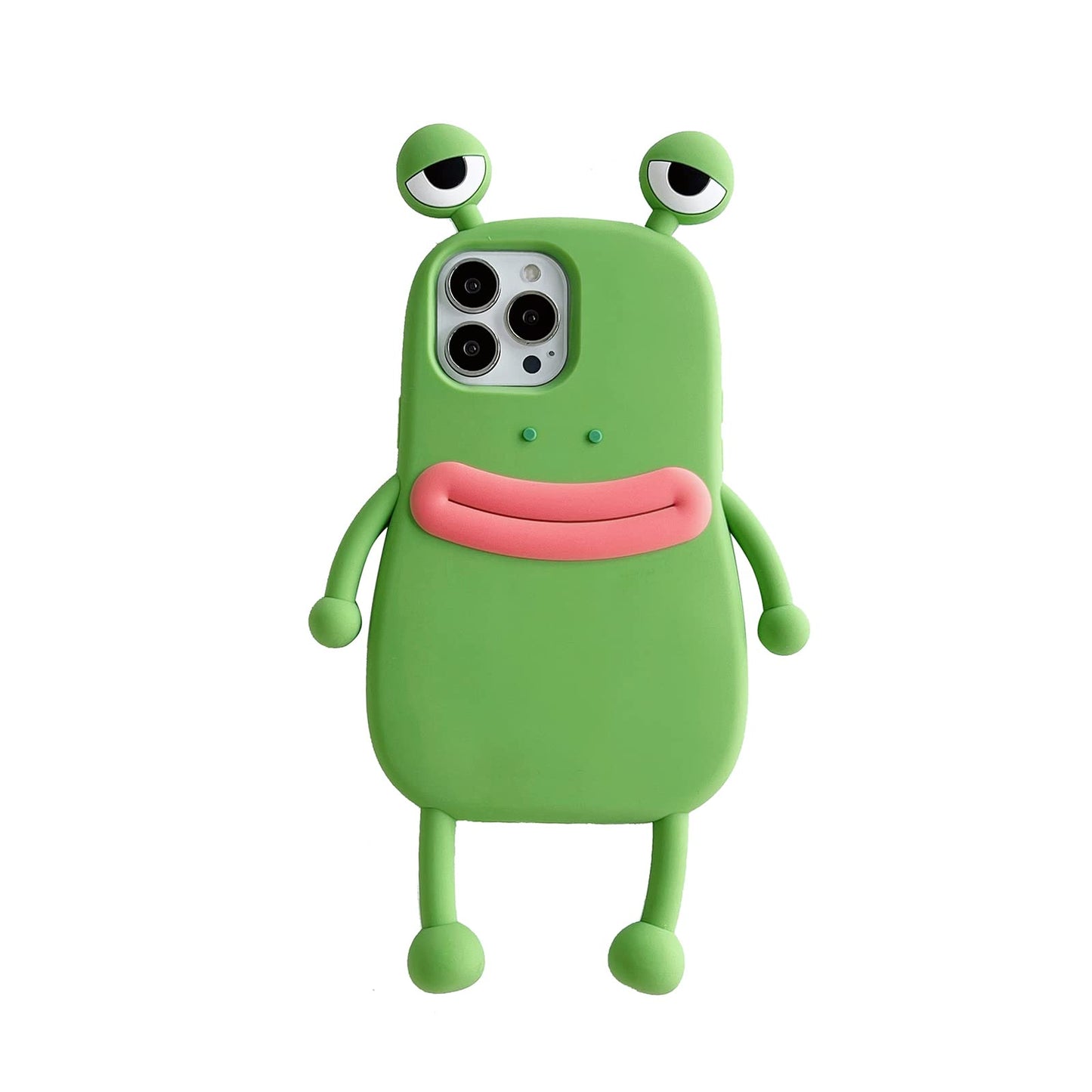Yatchen Ugly Case Compatible with iPhone 15 Pro Max, Kawaii Phone Case 3D Cartoon Cute Frog Soft Silicone Unique Fun Cover Slim Fit Anti-Drop Protector for Women Girls Green