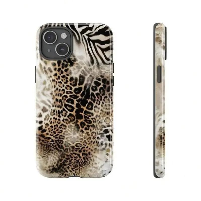 Animal Print Cheetah Zebra Tiger Phone Case Retro Design, Aesthetic Phone Cover Suitable for iPhone 17 16 Pro Max 15 14 13 12 for Samsung S26/S25/S24 (Brown, iPhone 16)