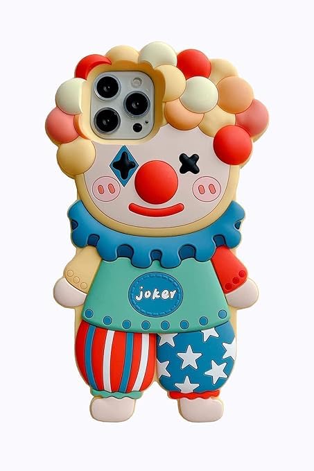 Case for iPhone 17 Pro Max Cute Kawaii 3D Cartoon Clown Soft Silicone Bumper Shockproof Cover Protective Case for Kids Girls