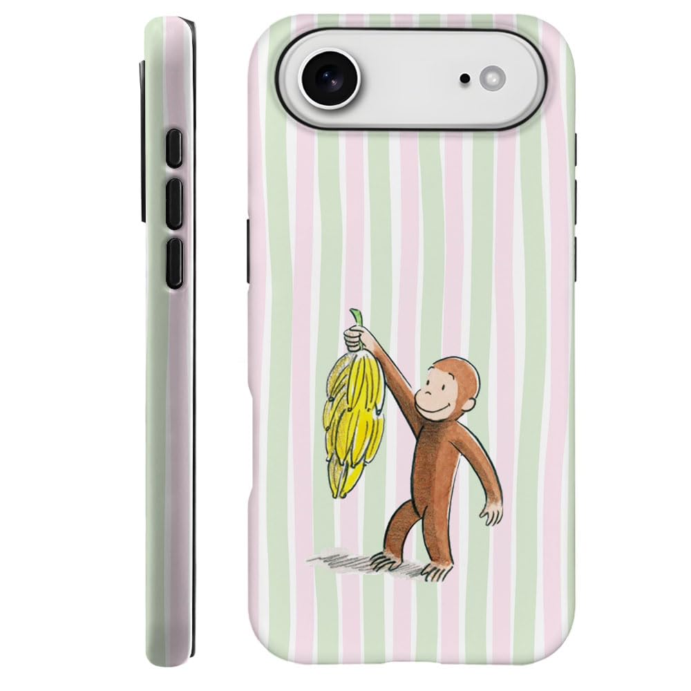Case for iPhone 17 - [Drop Protection Phone Cover] - Hybrid Case for Girl Women - Funny Monkey Stripes 01