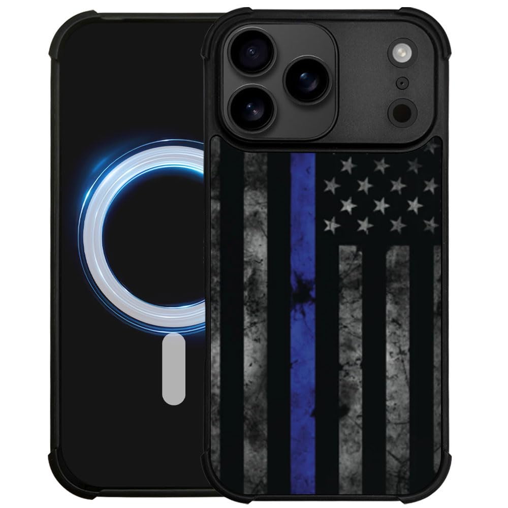 DJSOK Case for iPhone 17,Compatible with MagSafe,Anti-Scratch Shockproof Case,Wood American Flag Fish