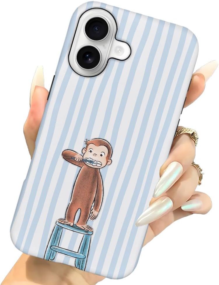 Case for iPhone 17 - [Drop Protection Phone Cover] - Hybrid Case for Girl Women - Funny Monkey Stripes 01