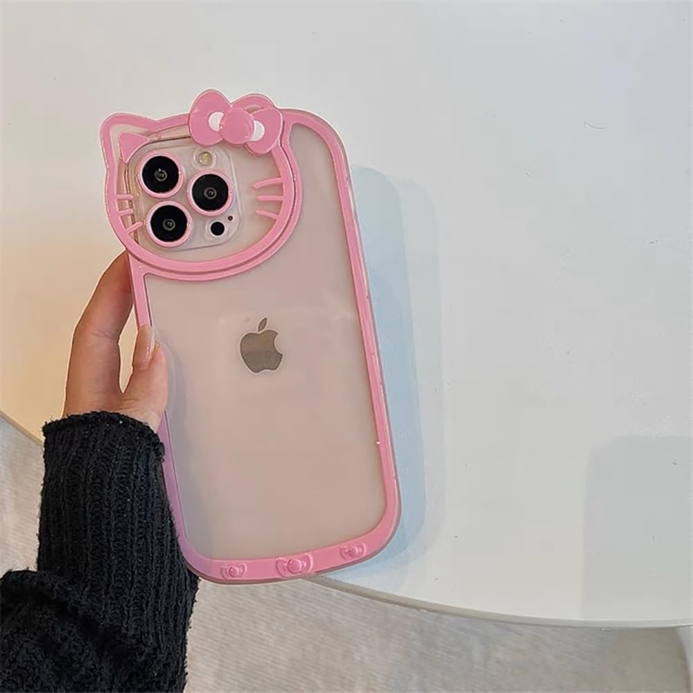 Compatible with iPhone 17 Pro Max Clear Case, Cute Cat Case for Women Girls Kids Cartoon Design Case Cover Shell Slim Soft Protective Case with Camera Lens for iPhone 17 Pro Max, Pink
