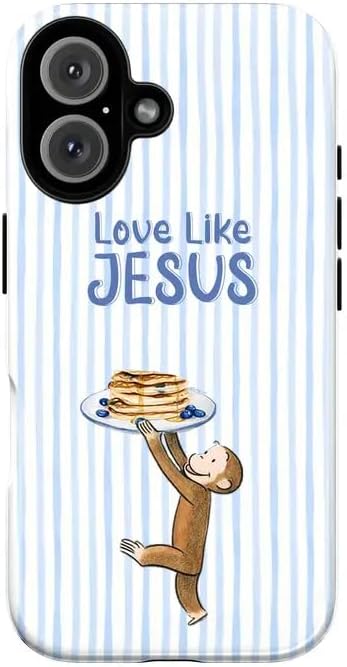 Cute Curious Monkey and Pancake Design Phone Case Compatible with iPhone 12/12Pro, Shockproof Slim TPU and Hard PC Protective Phone Cover,Monkey Collection Playful