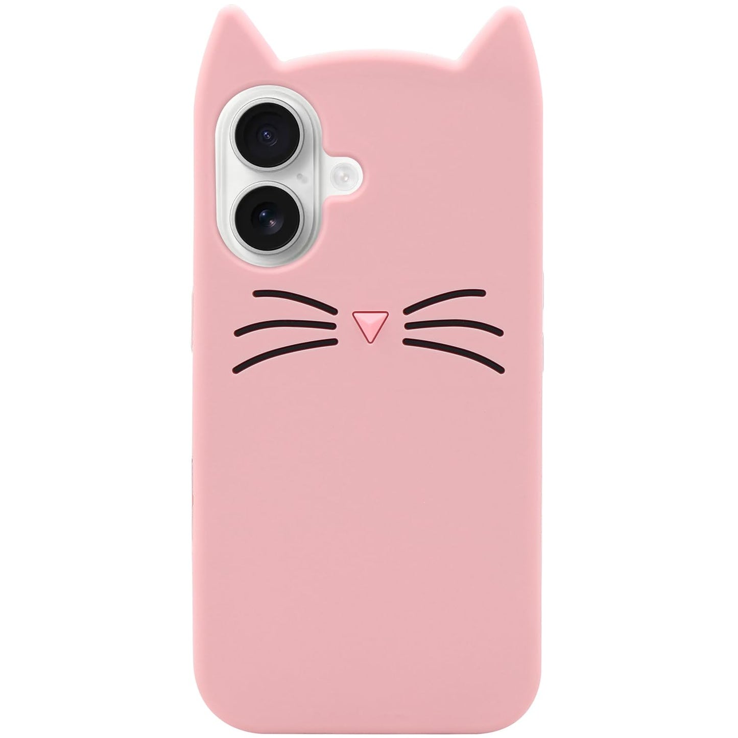 MC Fashion 3D Cat Ears Shockproof Silicone Case for iPhone 15 Black | Precise cutout design, slim snug fit, anti-slip soft grip, cute aesthetic style, ideal gift for women & girls
