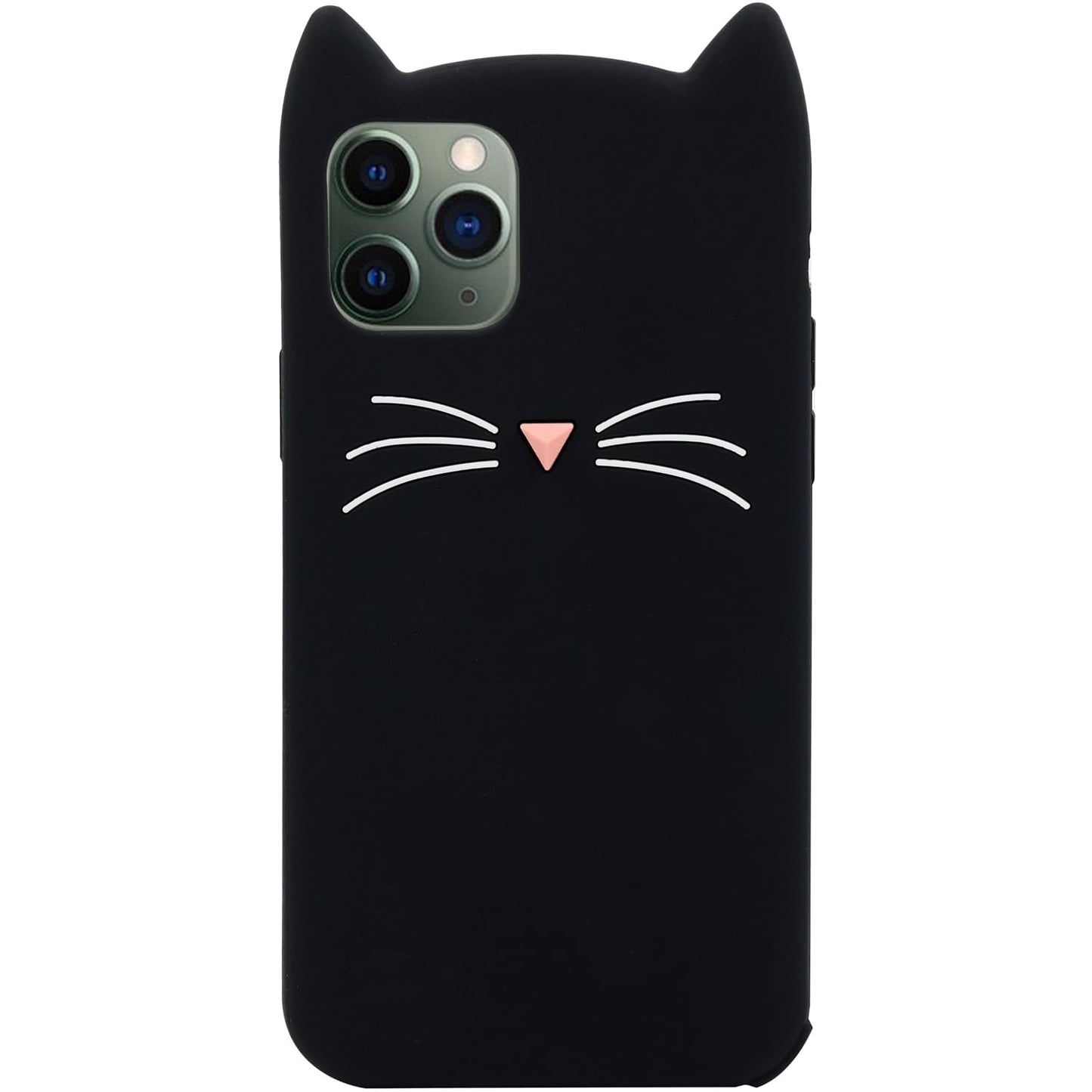 MC Fashion 3D Cat Ears Shockproof Silicone Case for iPhone 13/14 Black | Precise cutout design, slim snug fit, anti-slip soft grip, cute aesthetic style, ideal gift for women & girls