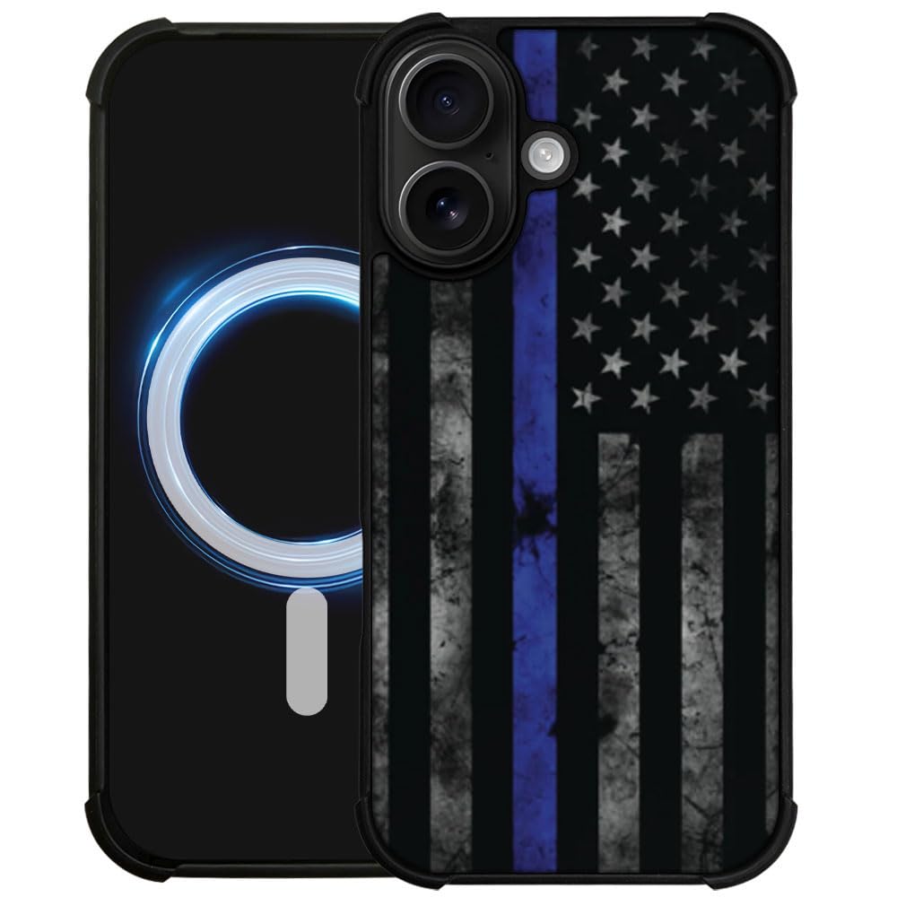 DJSOK Case for iPhone 17,Compatible with MagSafe,Anti-Scratch Shockproof Case,Wood American Flag Fish