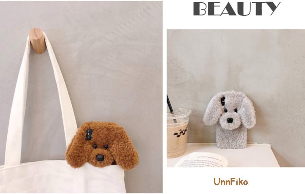 UnnFiko Super Cute Teddy Dog Fluffy Fur Case Compatible with iPhone 11, Fuzzy Furry Warm Plush Soft TPU Winter Case Protective Covers (Teddy Brown, iPhone 11)