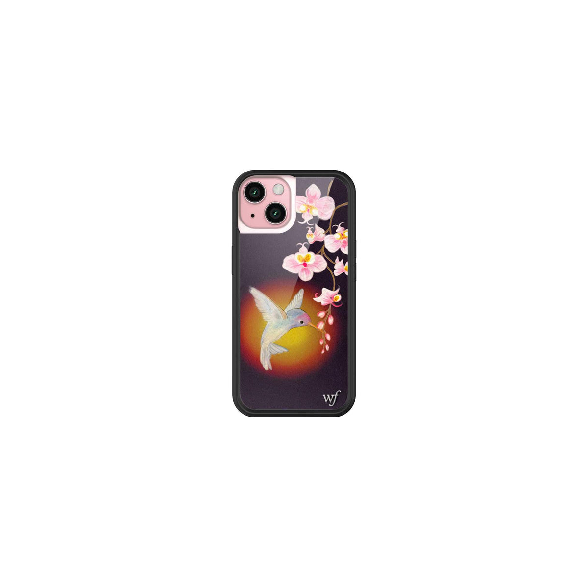 Wildflower Cases - Compatible with iPhone 15 | Protective Black Bumper, 6.5ft Drop Test Certified, Women Owned Small Business | Nature Floral Aesthetic Trendy Cute | Hummingbird