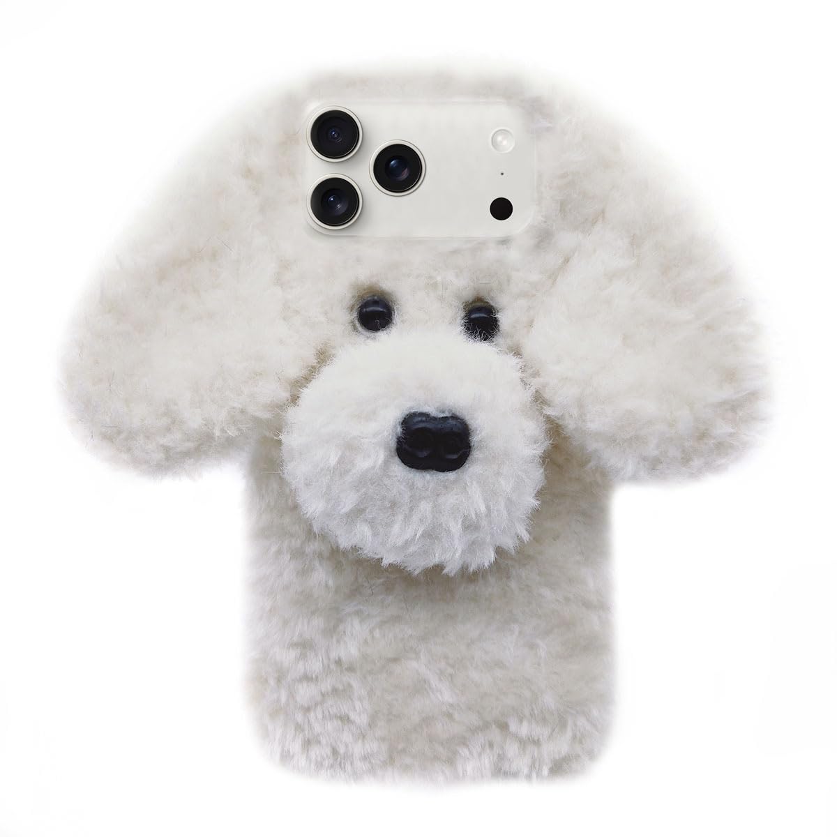 Losin Compatible with iPhone 16 Case Cute Plush Furry Dog Phone Case for Women Girls Girly 3D Cartoon Kawaii Case Soft TPU Shockproof Protective Cover for iPhone 16, Brown
