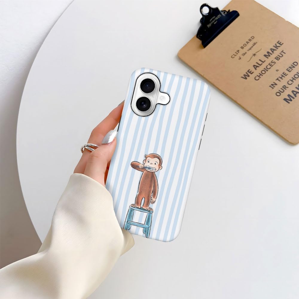 Case for iPhone 17 - [Drop Protection Phone Cover] - Hybrid Case for Girl Women - Funny Monkey Stripes 01