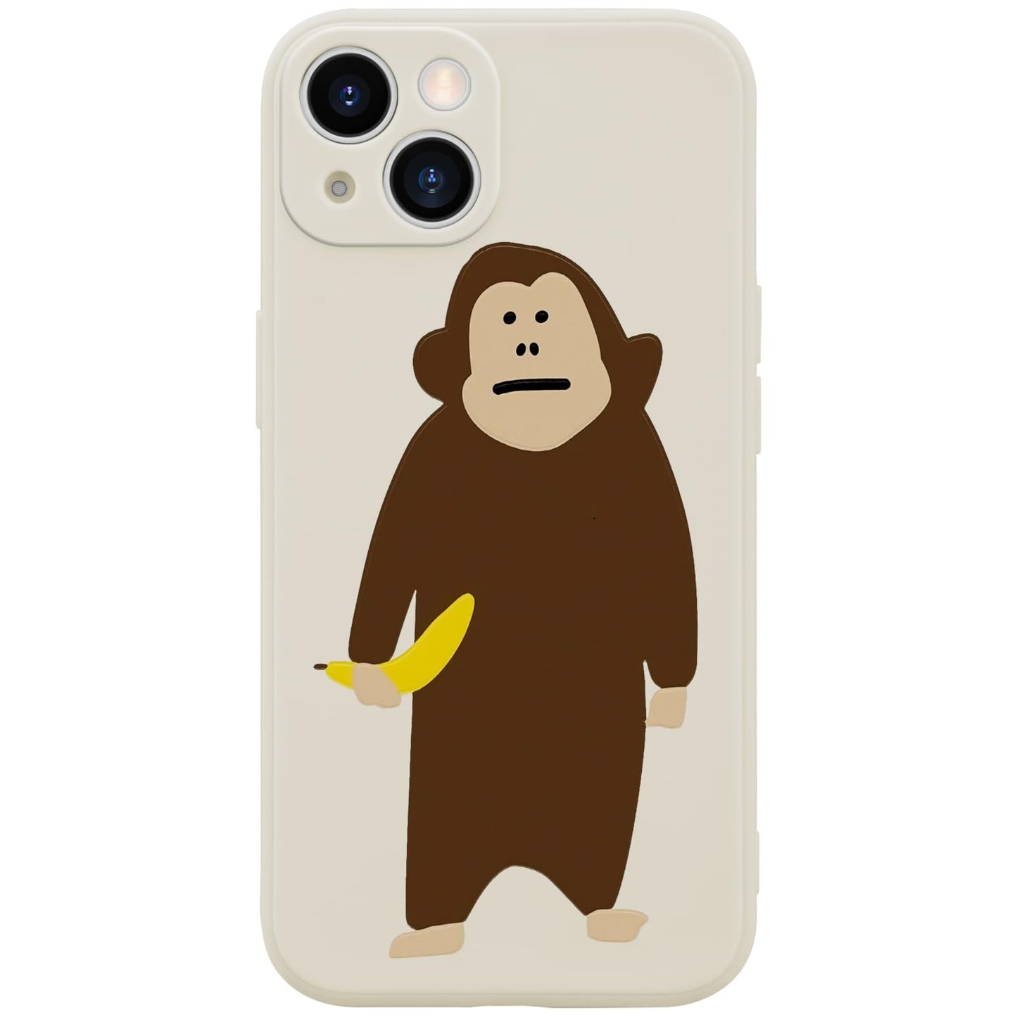 Funny Monkey Phone Case for iPhone 13 Cute Monkey Banana Case Cover Liquid Silicone Soft Gel Rubber Matt Phone Cover with Microfiber Lining