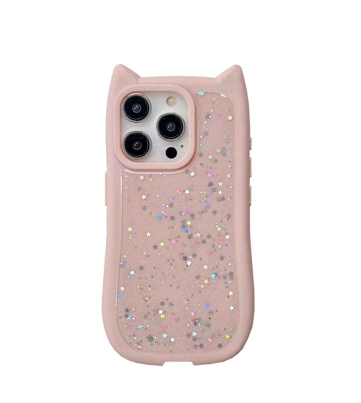 Compatible with 17 Case Cute Kawaii 3D Cat Ears Clear Glitter Shiny Bling Sparkly Soft Silicone Shockproof Protective Phone Case Cover for Girls Women-Transparent