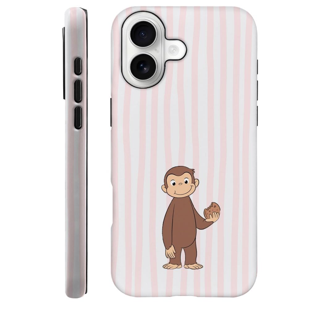 Case for iPhone 17 - [Drop Protection Phone Cover] - Hybrid Case for Girl Women - Funny Monkey Stripes 01
