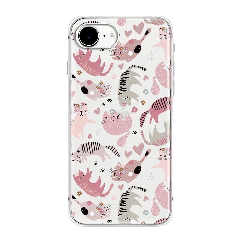 Blingy's for iPhone 17e Case/iPhone 16e Case, Fun Dog Style with Paw Print Pattern Cute Cartoon Animal Design Transparent Soft TPU Protective Clear Case 6.1 inch (Dogs w/Prints)