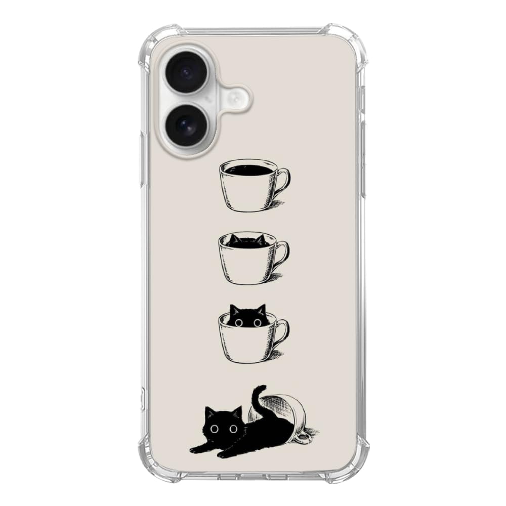 Water Lily Pond Black Cat Phone Case Compatible with iPhone 17, Cute Cat Painting Phone Cover for iPhone 17