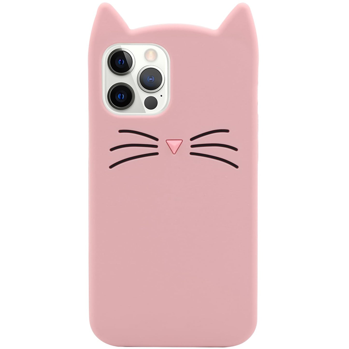 MC Fashion 3D Cat Ears Shockproof Silicone Case for iPhone 15 Black | Precise cutout design, slim snug fit, anti-slip soft grip, cute aesthetic style, ideal gift for women & girls