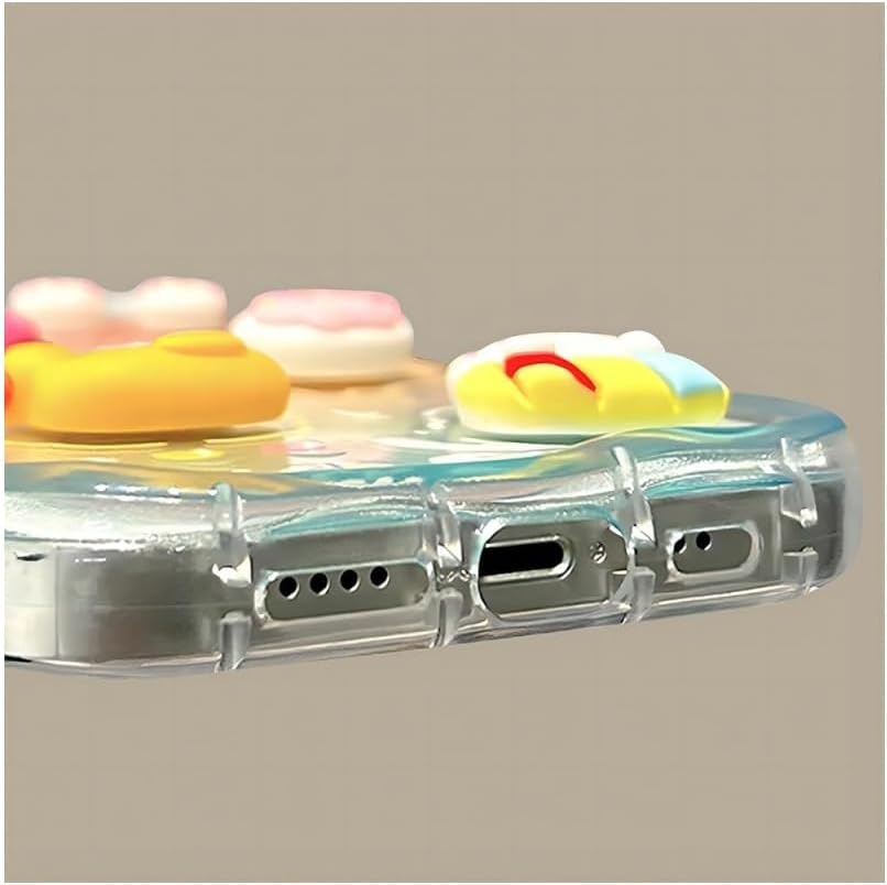 Designed for iPhone Case,Cute Rainbow Rabbit Duck Kawaii Cartoon Animal Wristband Strap Bracelet Chain Soft Shockproof Cover Phone Case (Pink,iPhone 15)