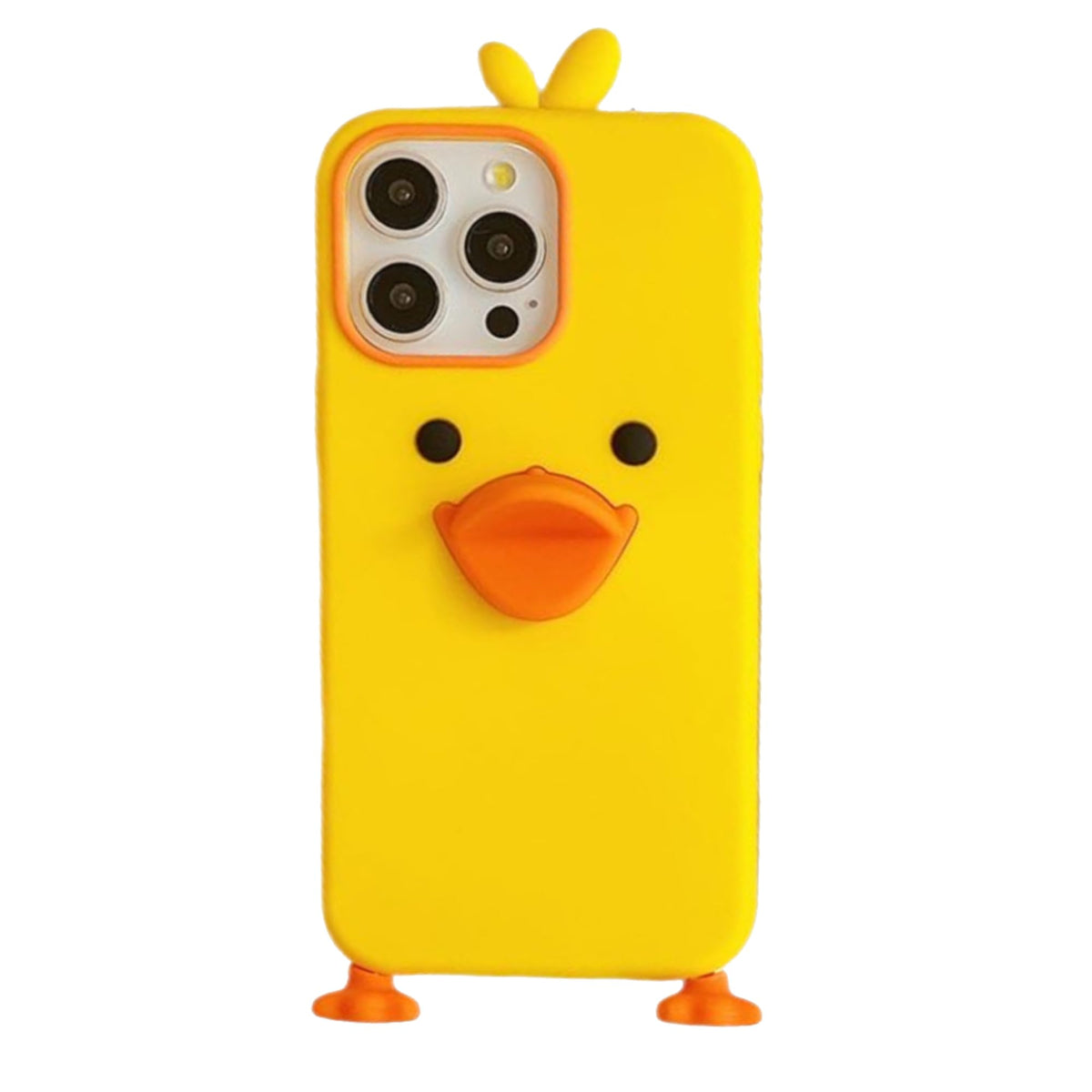 3D Duck Case,Cartoon Cute Kawaii Lovely Character Yellow Duck Shape Kids Teens Girls Women Soft Silicone Case for iPhone 13 Pro/14 Pro/15 Pro 6.1 inch