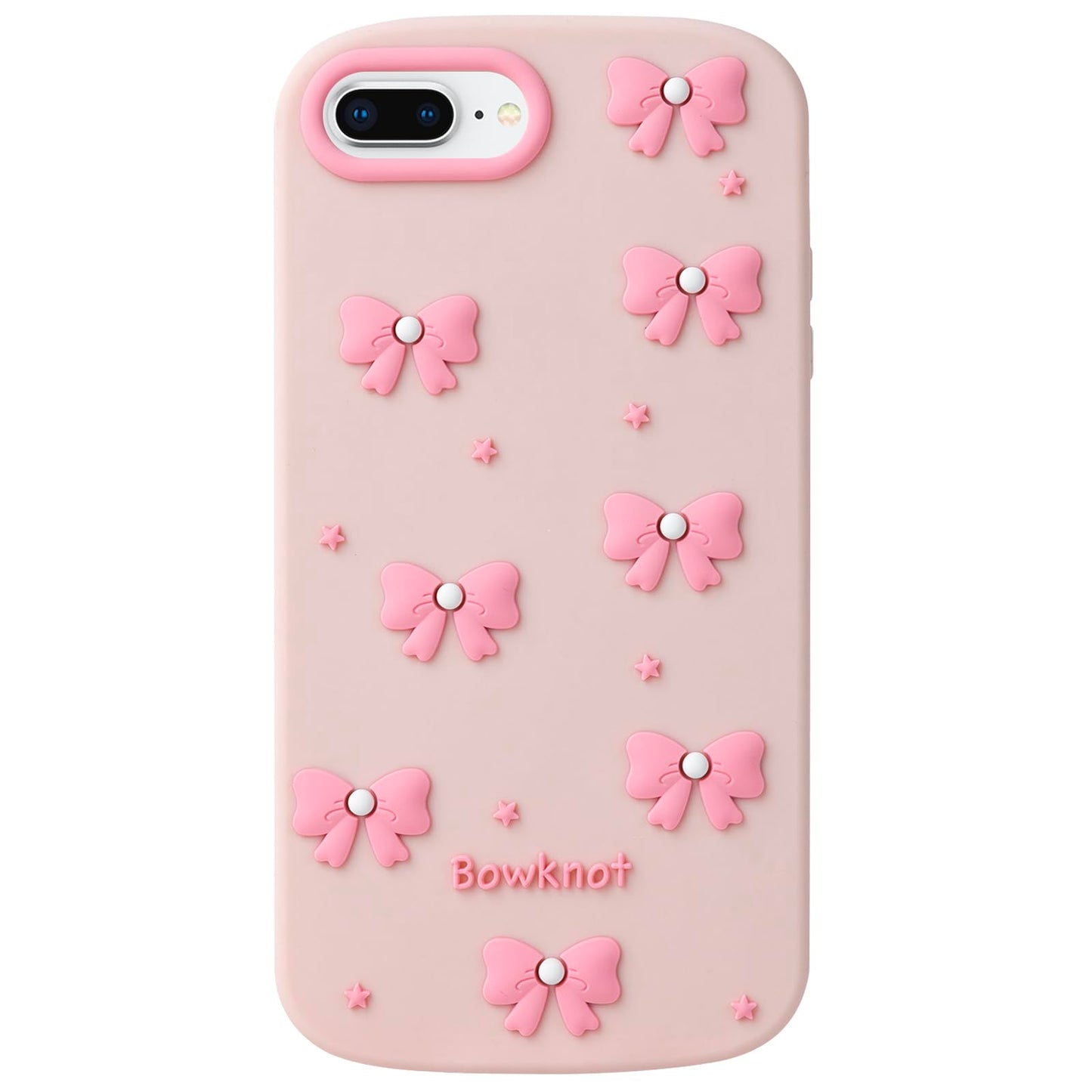 Cute Phone Case Compatible with iPhone 13/14/ 15, Bow 3D Cartoon Soft Silicone Heavy Duty Protection Shockproof Cases Cover for Girls Women, Light Pink