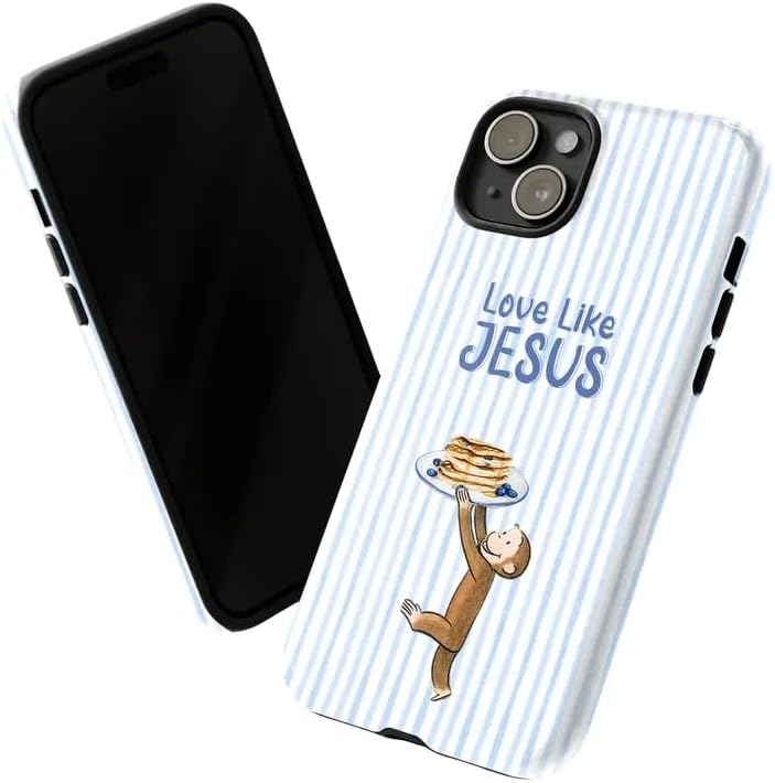 Cute Curious Monkey and Pancake Design Phone Case Compatible with iPhone 12/12Pro, Shockproof Slim TPU and Hard PC Protective Phone Cover,Monkey Collection Playful