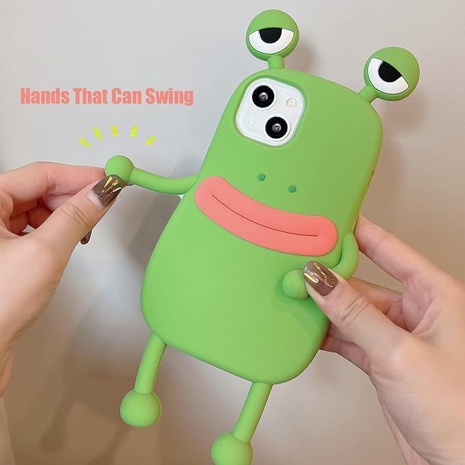 Cute Case for iPhone 16 Plus Unique Kawaii Funny Cover Cartoon Frog Soft Silicone Rubber Shockproof Protective Case for Girls Women