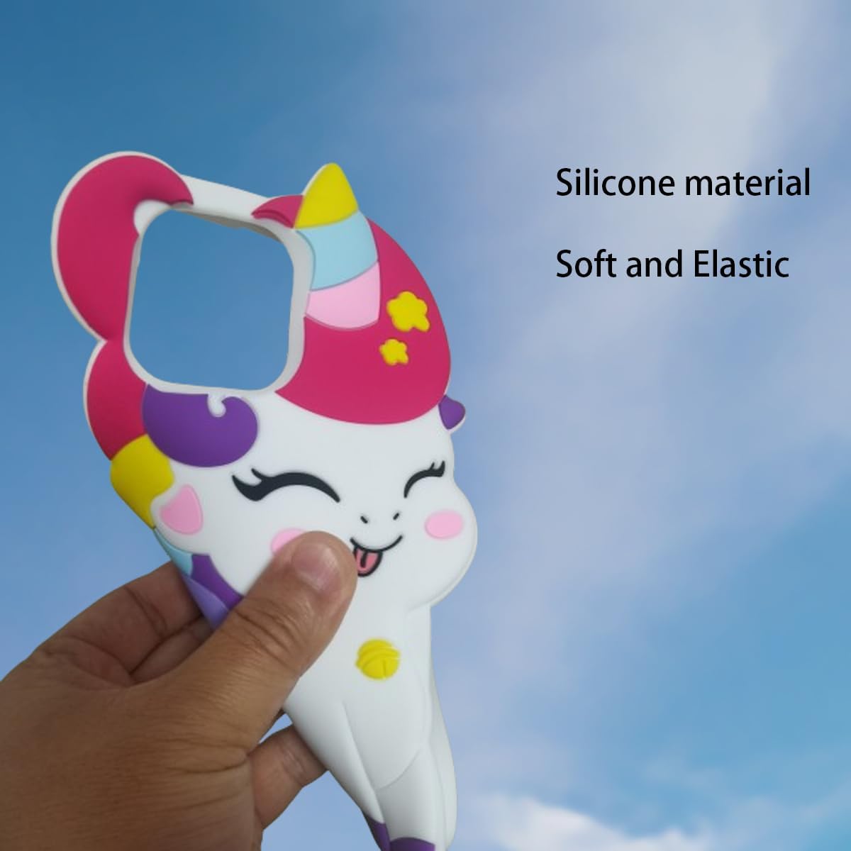 3D Cute Unicorn Soft Case for iPhone 13/iPhone 14 6.1 inch, 3D Cute Cartoon Kawaii Fashion Character Unicorn Horse Shape Kids Girls Women Soft Silicone Case