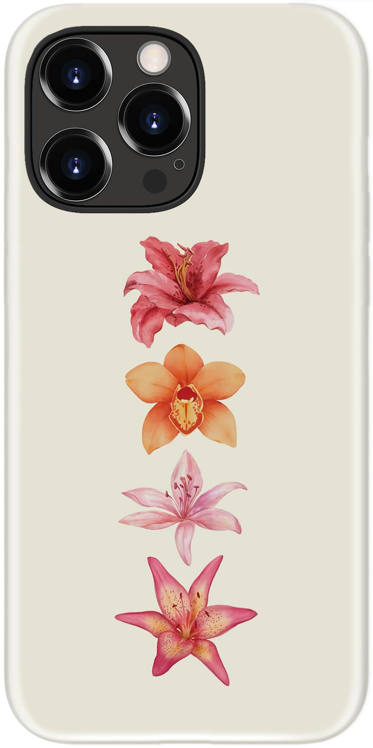 DEENAKIN for iPhone 14/iPhone 13 Case,Cute Floral,Trendy Preppy Y2K Designs | Compatible with Magsafe, Dual-Layer Hard Shell + Silicone, Slim Fit Phone Cover with Flower for Women Girls